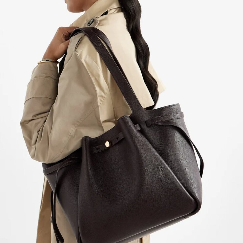 NWT ✅ TORY BURCH ROMY TOTE (LARGE) #163388  DEEP BROWN✨ NWT, DUST BAG - Picture 13 of 16